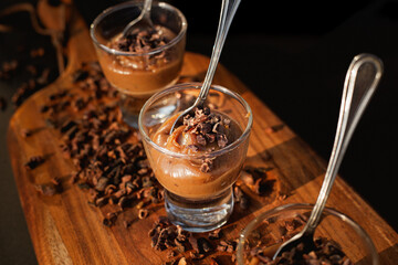 Decadent Creamy Chocolate Dessert in a Glass with Crumble and Ganache