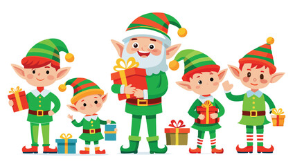 Fototapeta premium Festive Elves Crafting Christmas Toys in a Workshop