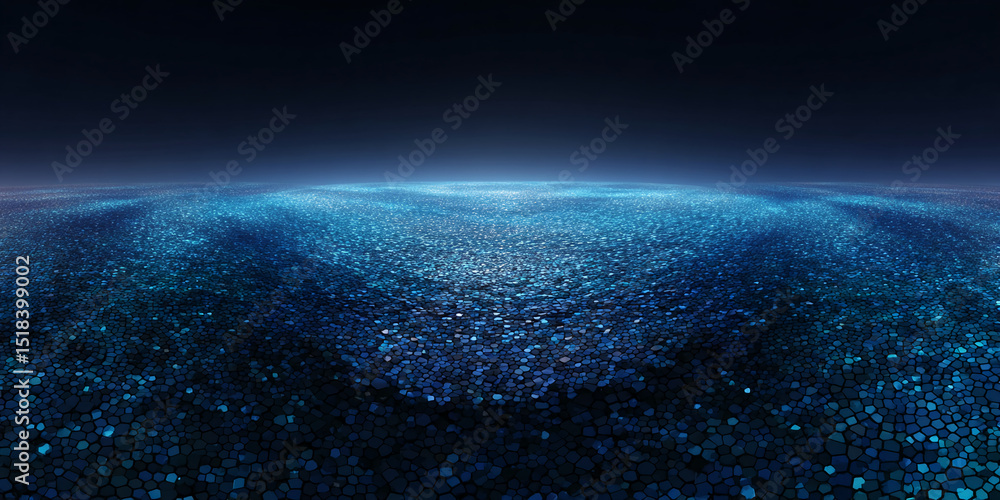 Poster dark blue textured surface resembling a deep ocean or starry night sky, creating a mysterious and va
