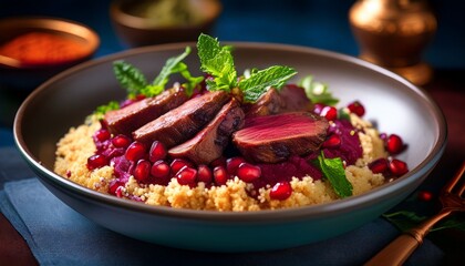 Bowl mit Lammfilet, Roter Bete & Couscous