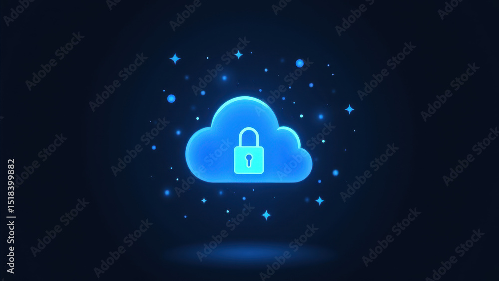 Poster an icon depicting a secure cloud with a lock symbol, signifying privacy and data protection within t