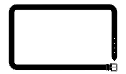 Vector black belt forming an empty rectangular frame with a buckle. Isolated on transparent background. Ideal for fashion design, layout decoration, or label templates.