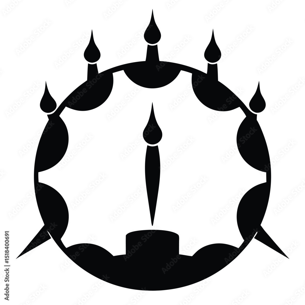 Poster abstract circular design with candles and spikes