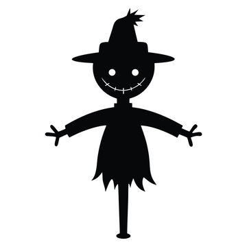 recommend clip art: Friendly scarecrow halloween cartoon silhouette