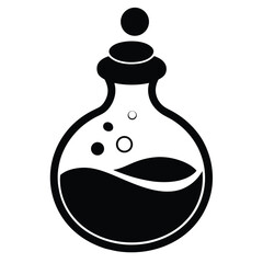 Black and white potion bottle icon graphic