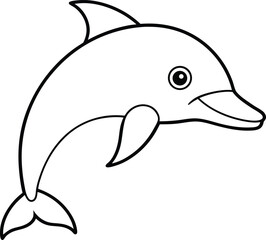 Obraz premium Adorable Dolphin Outline A Simple Line Drawing of a Playful Marine Mammal