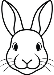 Fototapeta premium Adorable Bunny Rabbit Face Line Art Illustration, Simple and Cute
