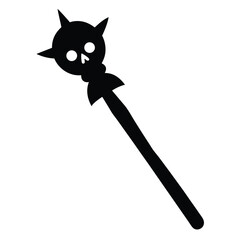Skull mace medieval weapon black silhouette illustration