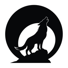 Lone wolf howling at the full moon night