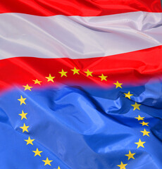 Austria, Member state of the European Union, depicted with flags