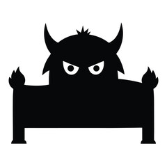 Scary monster hiding under bed halloween illustration