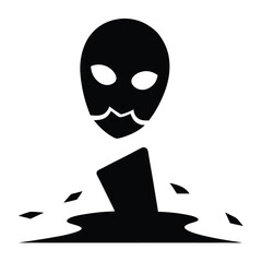 Alien head crashing into ground impact debris