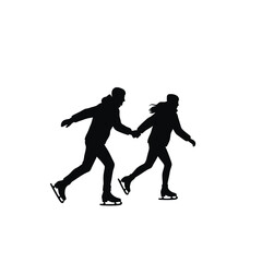 Couple ice skating winter romance silhouette