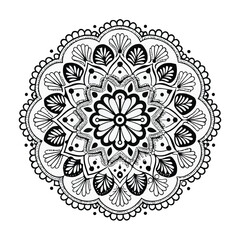 Intricate Black and White Mandala Design for Coloring and Decoration