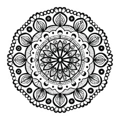 Intricate Black and White Mandala Design for Coloring and Decoration