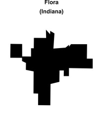 Obraz premium Flora (Indiana) blank outline map