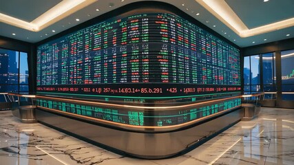 Scoreboard on the stock exchange. motion video. - Powered by Adobe