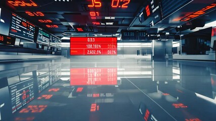 Scoreboard on the stock exchange with rapidly changing numbers. motion video. - Powered by Adobe
