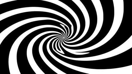 Swirling black and white pattern creates optical illusion with dynamic, wavy lines, forming a hypnotic and abstract, high-contrast visual experience