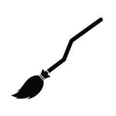 Witches broom halloween silhouette icon design