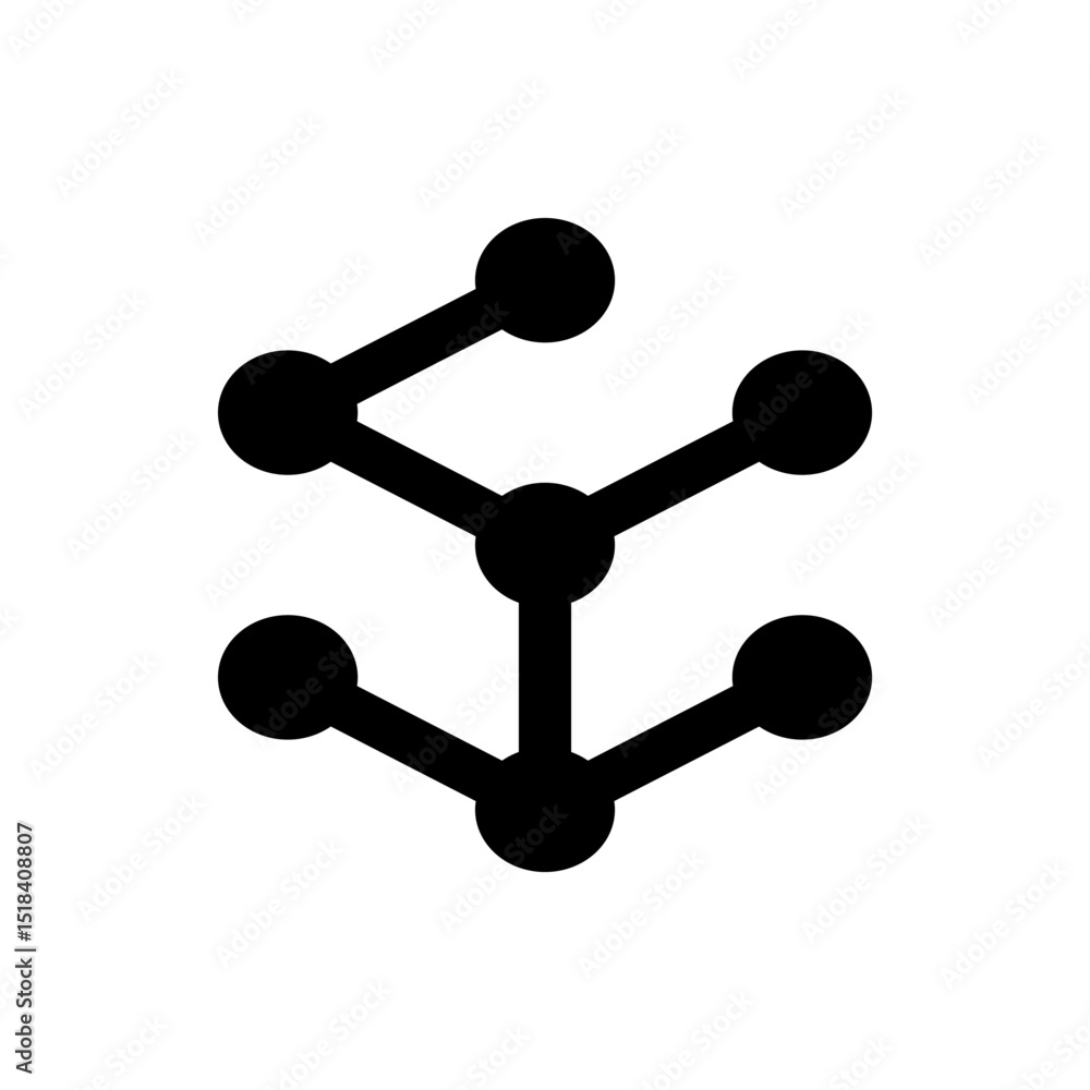 Poster black interconnected nodes forming a tree like structure with branching lines on a white background 