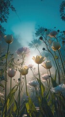 Beautiful wild flowers blossoming in spring