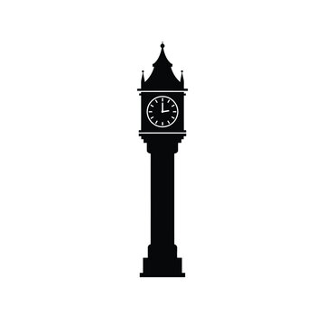 Classic tall black clock tower silhouette design