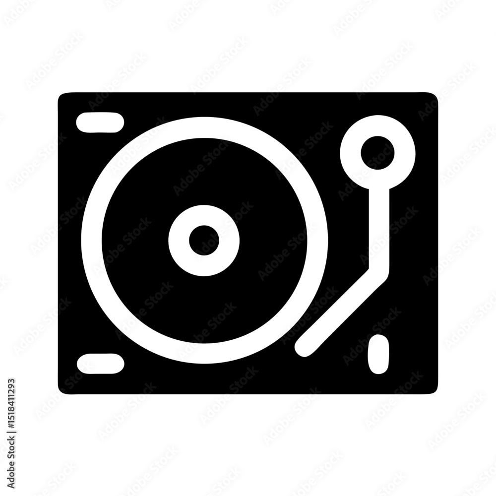 Poster stylish record player icon. simple record player design for music lovers. this record player graphic