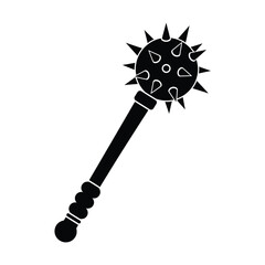 Medieval spiked mace weapon black silhouette icon