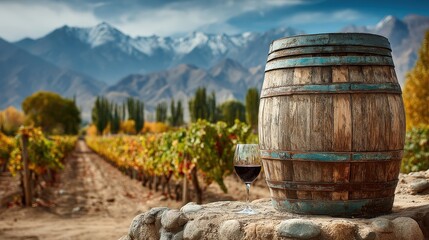Naklejka premium Explore the richness of Argentine wine culture among Mendoza's vast vineyards