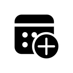 Illustration of two stylized figures with circular heads and a plus sign in a circle next to them