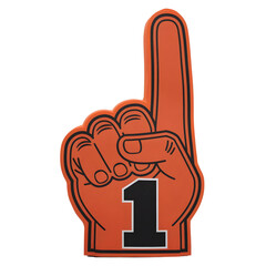 Orange foam finger pointing upwards