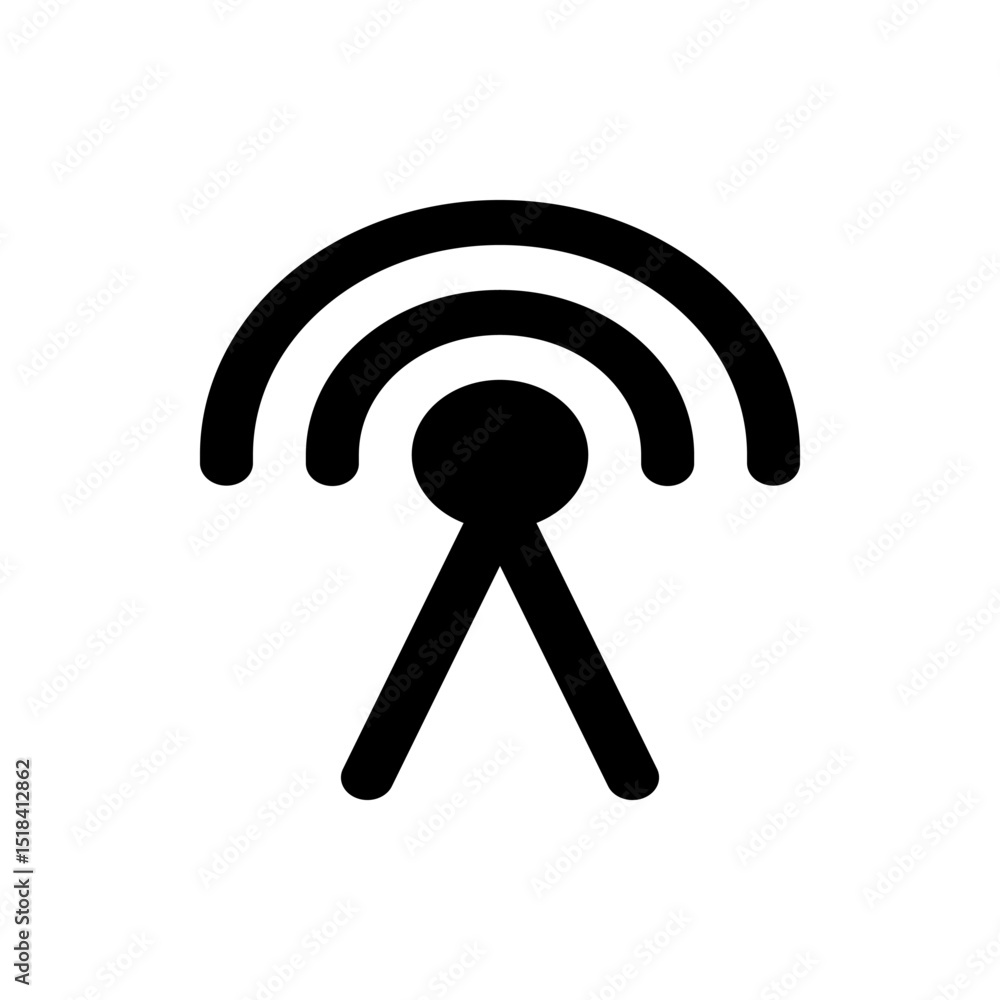 Poster a simple black anchor with a circular top and curved arms is centered on a white background design e