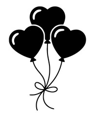 Black heart balloons tied with a delicate bow