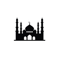 Majestic mosque silhouette islamic architecture design