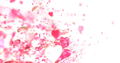  Red heart love confettis. Valentine's day falling  in transparent PNG