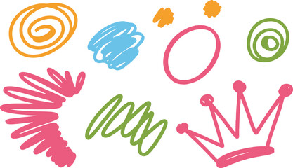 Hand drawn scribbles and crown