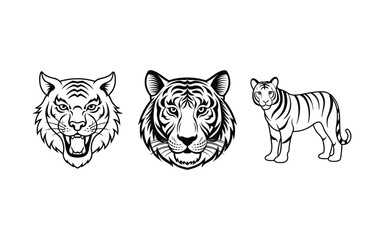 Vector illustration of a wild feline tiger head, a perfect symbol for nature-inspired tattoos.