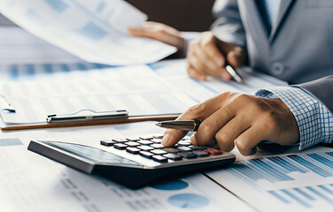 Businessperson Calculating Finances with Calculator