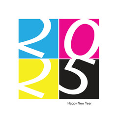 Obraz premium 2025 Happy New Year CMYK Printing Vector illustration copy copy