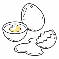 vector illustration of an egg and broken egg
