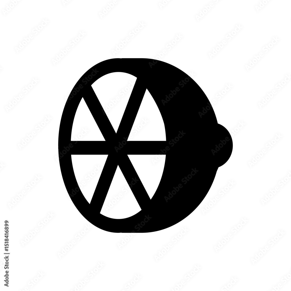 Poster white left arrow icon inside a solid black circle indicating back navigation or previous direction o