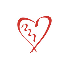 Abstract Scribble Heart Line Art Vector
