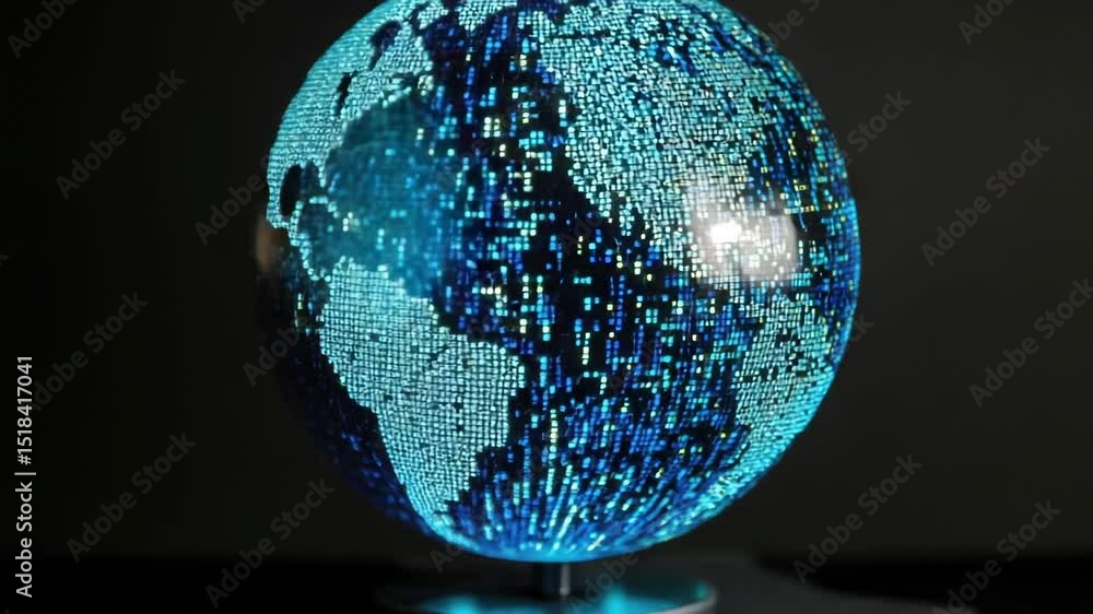Poster A unique globe made from a computer chip, ideal for use in tech-themed presentations or displays