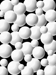 Abstract white spheres black background create depth and texture