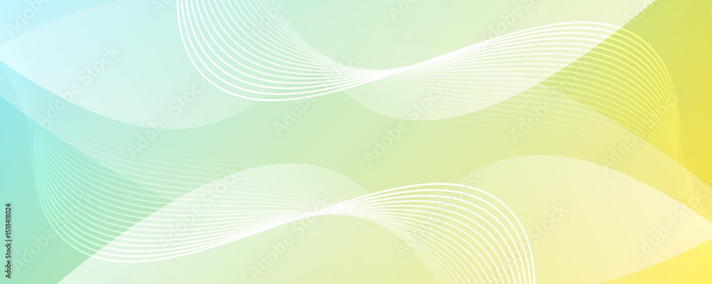 Poster green yellow abstract background overlap layer on bright space with waves effect decoration. modern 