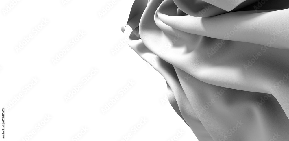 Poster A close-up of a white fabric drape with a wood grain texture. The fabric is softly draped, creating a flowing and elegant look.