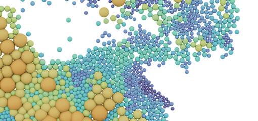 Background image of colorful spheres in abstract pattern. Ideal for design and tech projects.