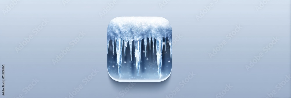 Poster Frozen App Icon Features Icicles Dripping Against a Soft Blue Background, Creating a Chilly and Inviting Effect in a Digital Environment