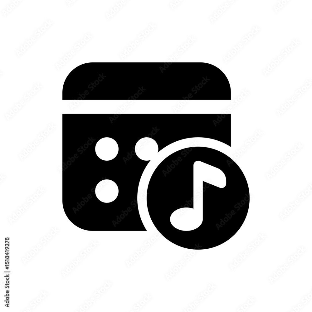 Poster abstract depiction of a sad face within a rounded rectangular shape with a dot above the curved line
